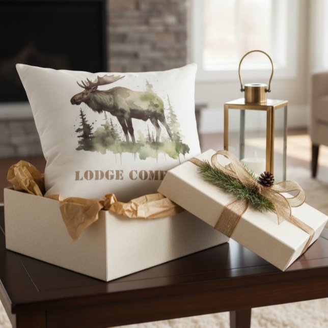 Coussin Mossy Moose Wildlife Portrait, personnalisé (Créateur téléchargé)