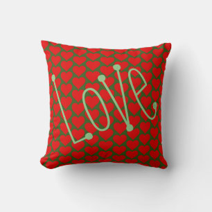 Coussin Mot Amour Avec Red Hearts Arrière - plan