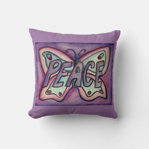 Coussin Mot de paix Papillon pourpre Accent Jeu d'oreiller