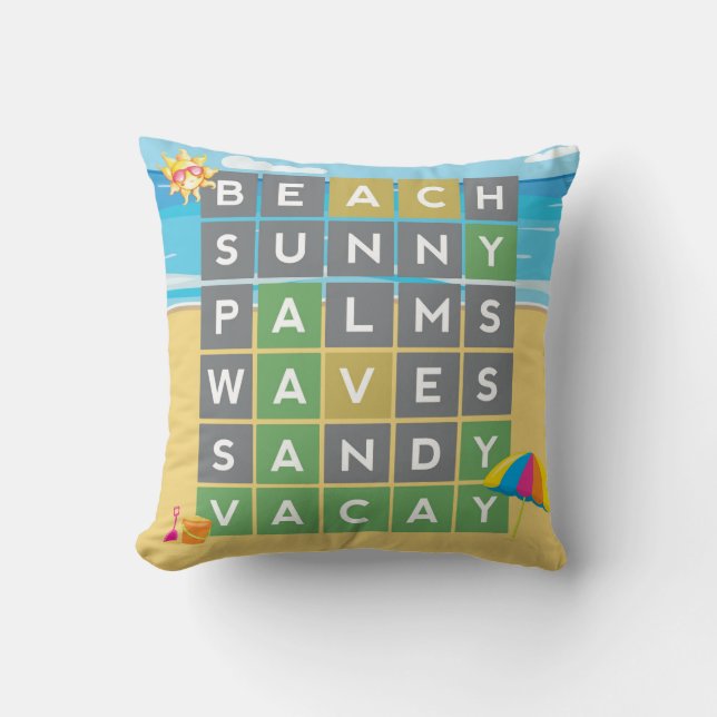 Coussin Mot de plage Art Vacances été Mot Puzzle (Recto)
