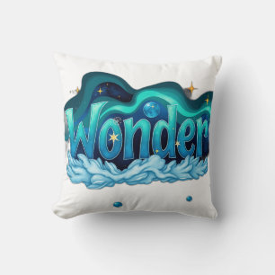Coussin Mot d'émerveillement aux couleurs galactiques