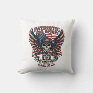 Coussin Motard Patriotique Crâne Motard Route Liberté Patr