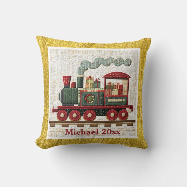 Coussin Moteur de vacances à bordure dorée/jaune | Cadeau  (Recto)