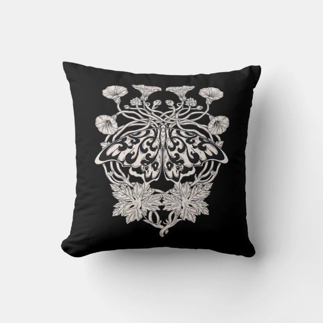 Coussin Moth Talisman - Whimsigoth sérigraphie Style Drawi (Recto)