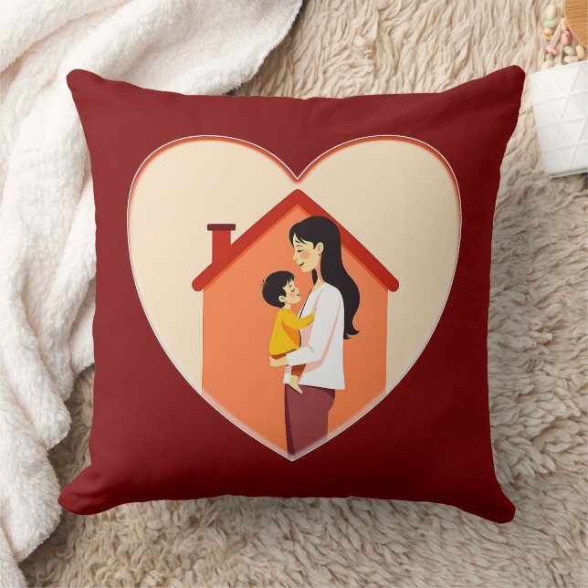 Coussin Mother and Child Love Illustration – Warm Family (Couverture)