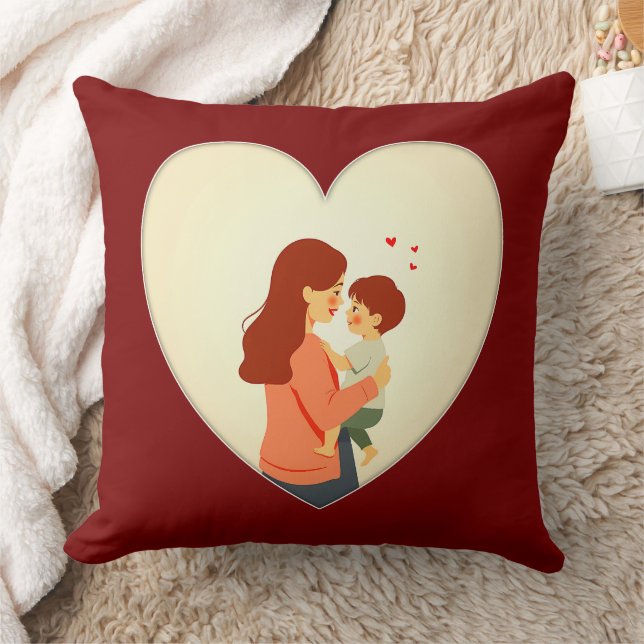 Coussin Mother and Child Love Illustration – Warm Family (Couverture)