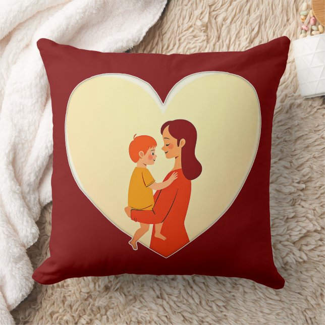 Coussin Mother and Child Love Illustration – Warm Family (Couverture)