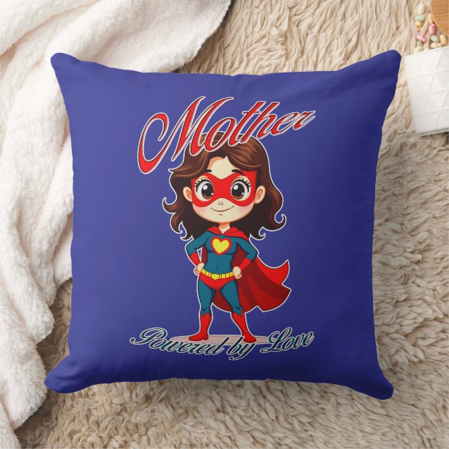 Coussin Mother Powered by Love – Supermom Art (Couverture)