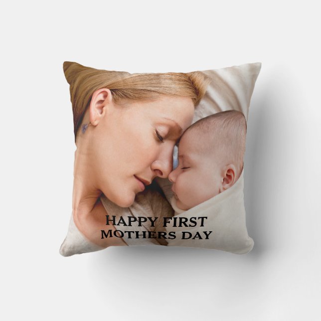 Coussin mothers day  cute heart photo Throw Pillow (Verso)