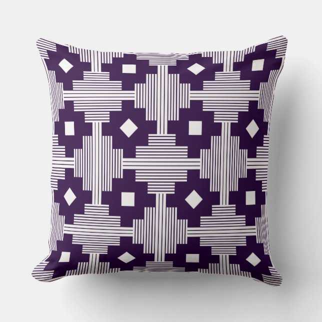 Coussin Motif 061214 - Blanc avec violet profond 25003a (Recto)