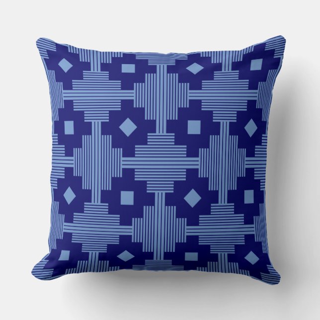 Coussin Motif 061214 - Bleu marine profond avec Blue 6b95d (Recto)