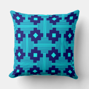 Coussin Motif 061214 - Cyan avec Deep Navy