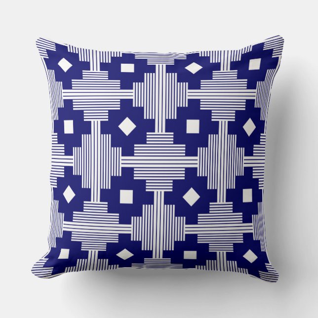 Coussin Motif 061214 - Marine profonde avec blanc (Recto)