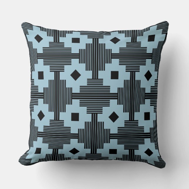 Coussin Motif 061214 - Noir avec bleu clair 9dc6d8 (Recto)