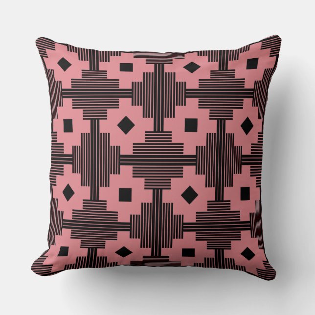 Coussin Motif 061214 - Noir avec rose e3868f (Recto)