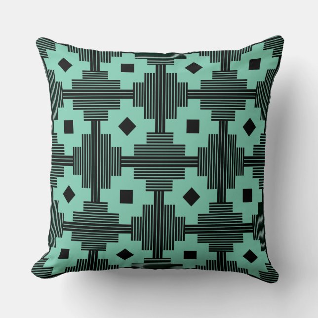 Coussin Motif 061214 - Noir avec vert clair 7dcfb6 (Recto)