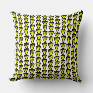 Coussin Motif 070515 - Noir et jaune sur blanc