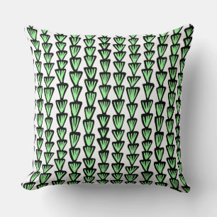 Coussin Motif 070515 - Noir et vert menthe sur blanc