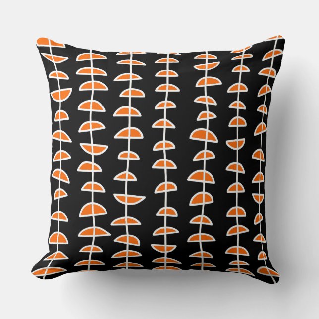 Coussin Motif 080515 - Blanc et orange sur noir (Recto)
