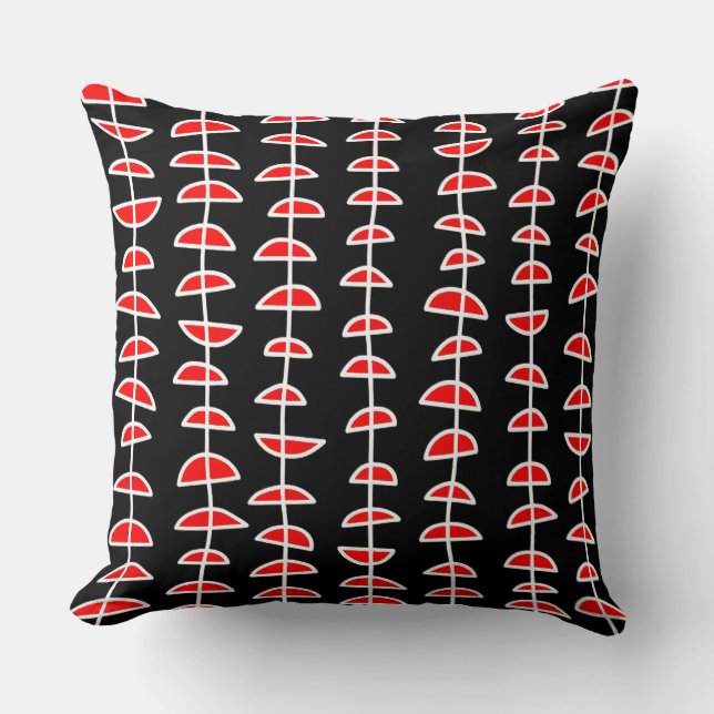 Coussin Motif 080515- Blanc et rouge sur noir (Recto)