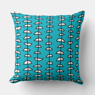 Coussin Motif 080515 - Noir et Blanc sur Bleu Aqua
