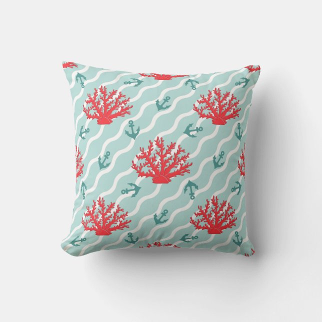 Coussin Motif 1 de corail rouge (Recto)