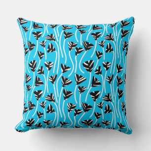 Coussin Motif 210121 -  Noir, Blanc et Bleu Ciel