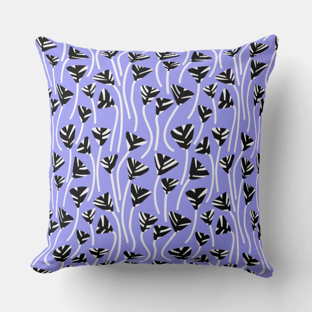 Coussin Motif 210121 - Noir, Blanc et Bleu Pastel (Recto)