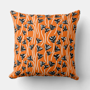 Coussin Motif 210121 - Noir, Blanc et Orange