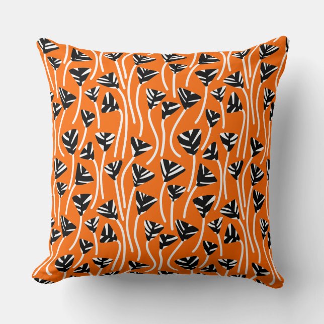 Coussin Motif 210121 - Noir, Blanc et Orange (Recto)