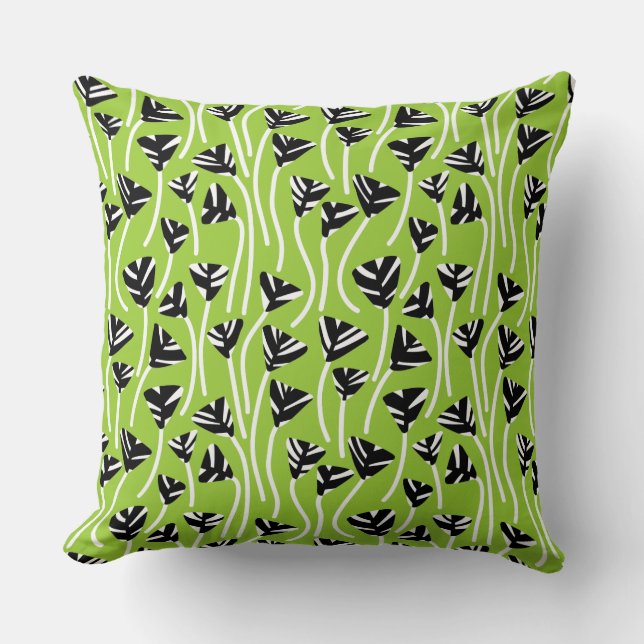 Coussin Motif 210121 -  Noir, Blanc et Vert Martien (Recto)
