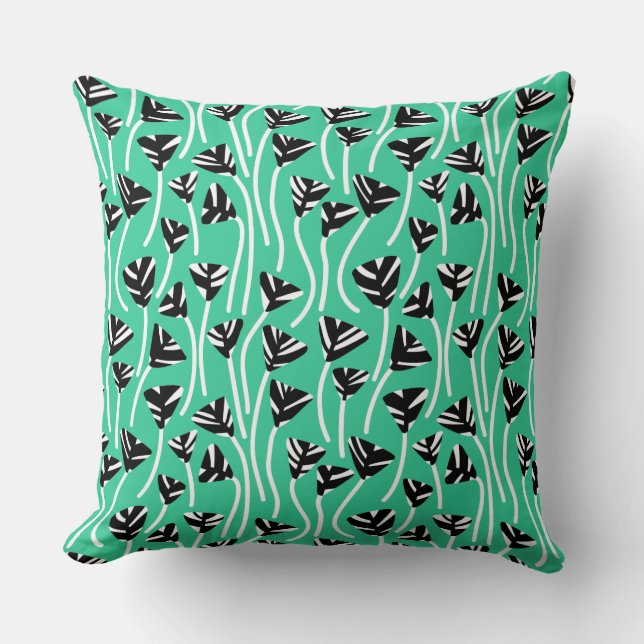 Coussin Motif 210121 - Noir, Blanc et Vert mer (Recto)