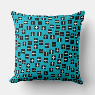 Coussin Motif 270715 - Noir et Blanc sur Bleu 00b2ca