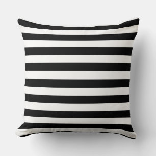 Coussin Motif à bandes étroites noir et blanc