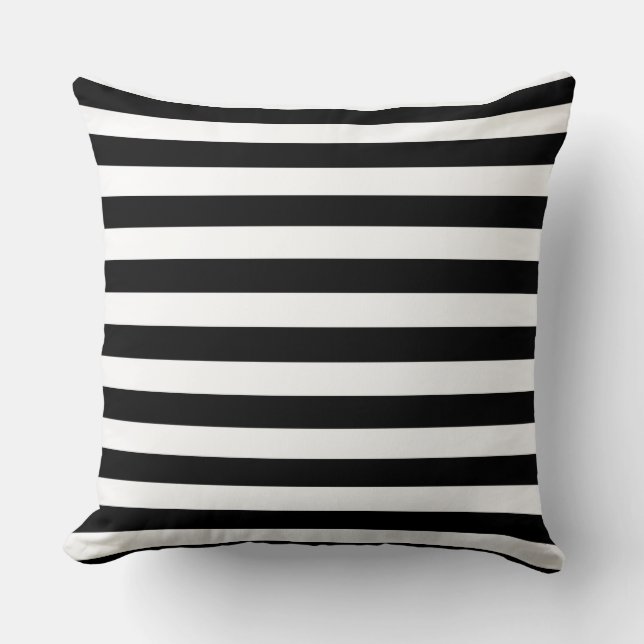 Coussin Motif à bandes étroites noir et blanc (Recto)