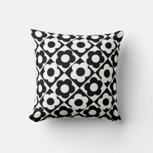 Coussin Motif à bille en diamant noir et blanc