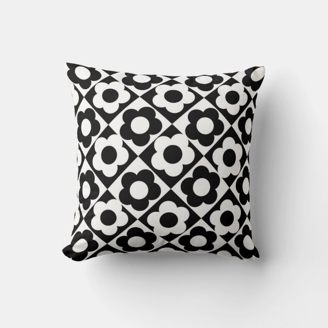 Coussin Motif à bille en diamant noir et blanc (Recto)