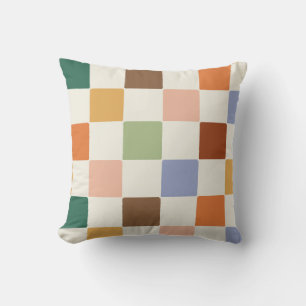 Coussin Motif à carreaux arc-en-ciel poussiéreux atténué