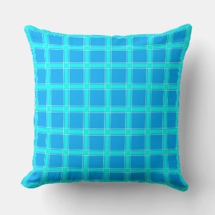 Coussin Motif à carreaux bleu néon