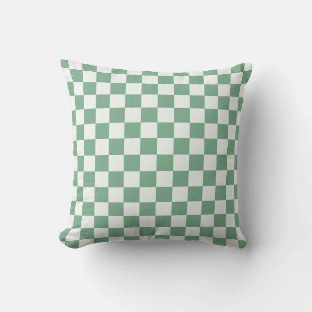 Coussin Motif à carreaux de brume d'eucalyptus (Recto)