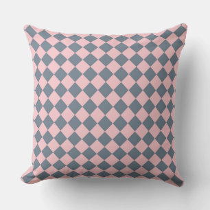 Coussin Motif à carreaux diamant gris rose