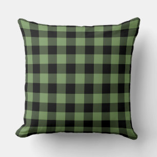 Coussin Motif à carreaux écossais vert et noir