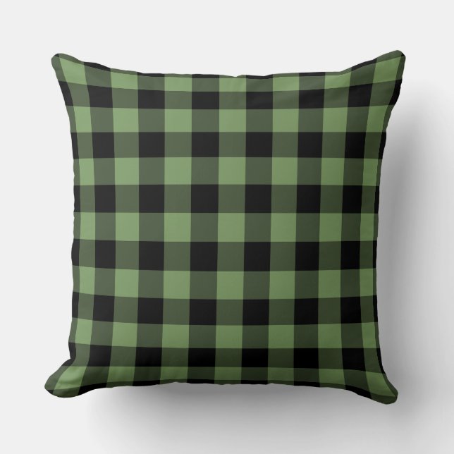 Coussin Motif à carreaux écossais vert et noir (Recto)