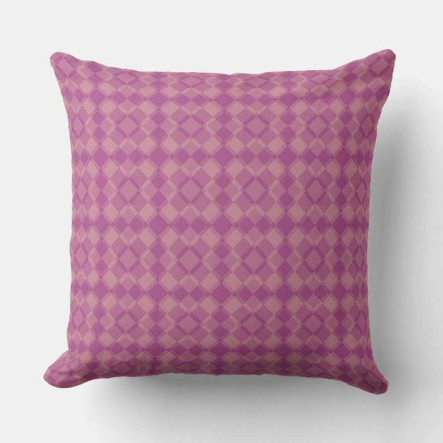 Coussin Motif à carreaux et argyle rose violet (Recto)
