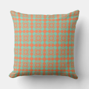 Coussin Motif à carreaux et argyle Turquoise Corail