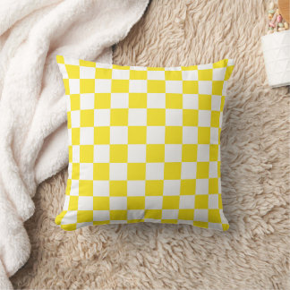 Coussin Motif à carreaux jaune et blanc