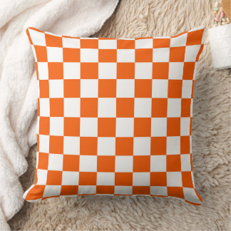 Coussin Motif à carreaux orange et blanc