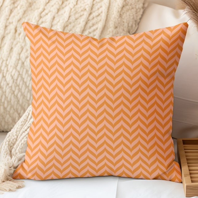 Coussin Motif à carreaux orange rose élégant (Créateur téléchargé)