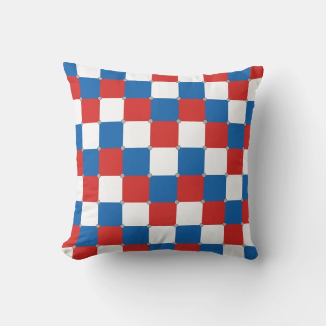 Coussin Motif à carreaux rouge blanc et bleu (Recto)
