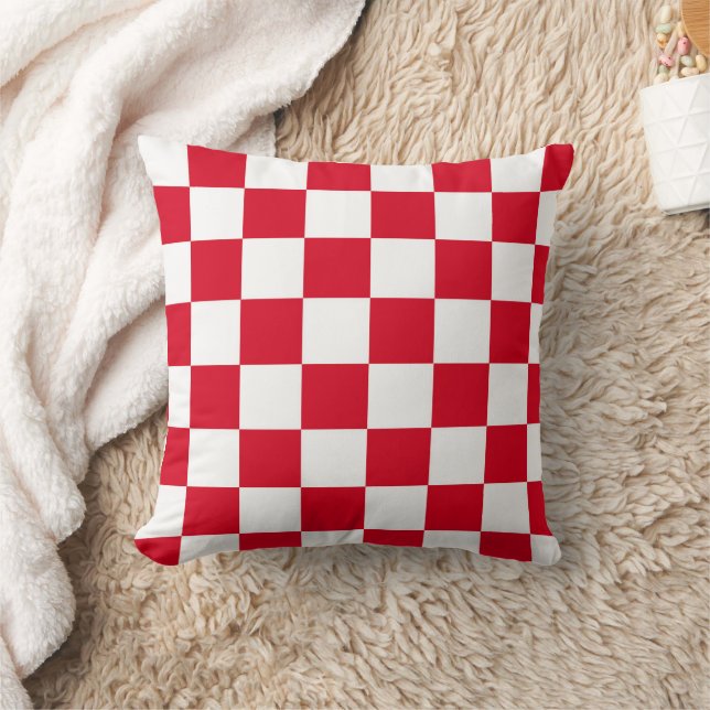 Coussin Motif à carreaux rouge et blanc  (Couverture)